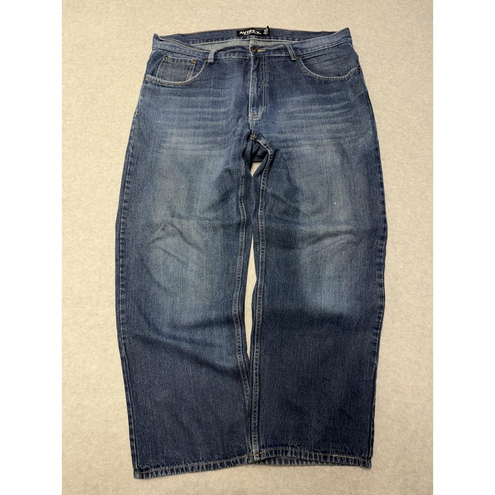 Avirex Jeans Mens 40x32 Blue Relaxed Straight Denim Medium Wash Baggy Skater Y2K